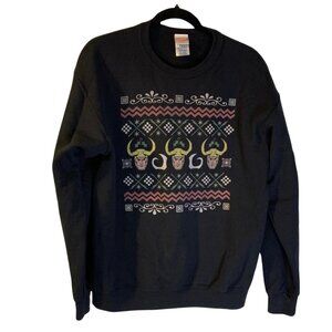 Marvel Men's Loki Ugly Christmas Sweatshirt Size M Black Holiday Party Casual